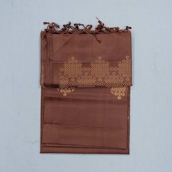 Hayagrivas Chocolate Brown Handloom Soft Silk Saree SSKBF149H1-1