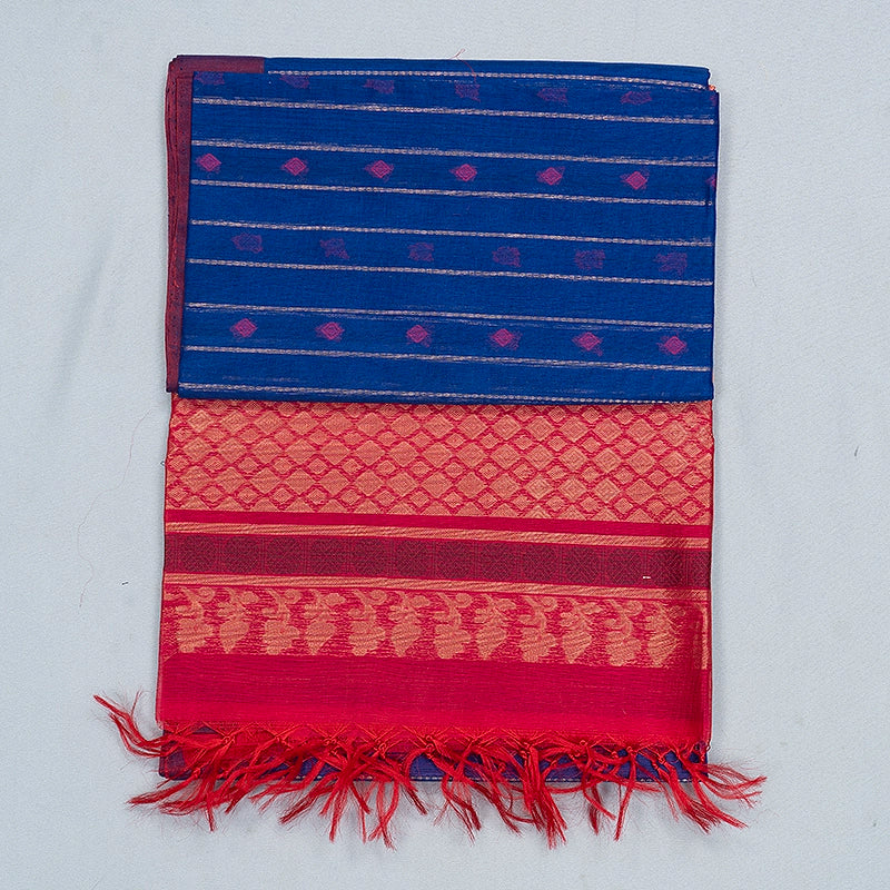 Hayagrivas Royal Blue Kora Silk Cotton Saree SSCBF156H3-3