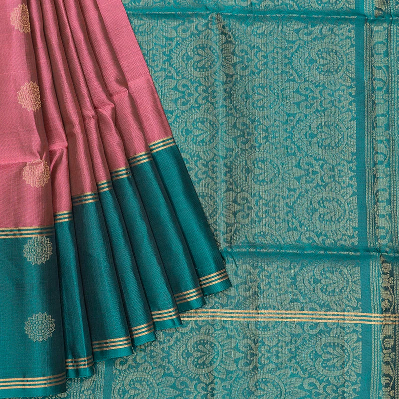 Hayagrivas Rosewood Pink Handloom Soft Silk Saree KBF233E1-9