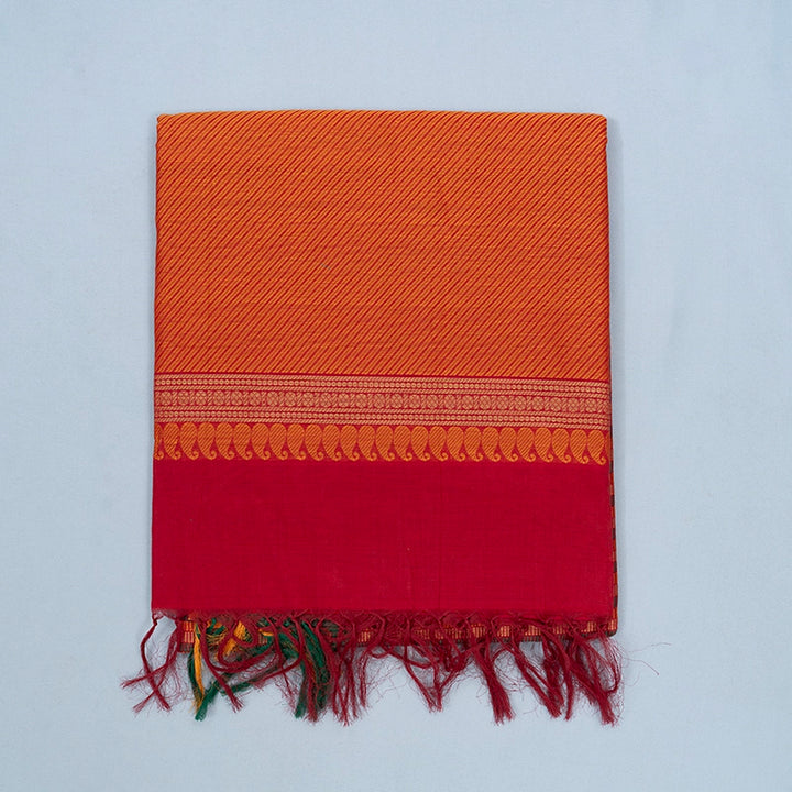 Hayagrivas Multicolour Stripes Handloom Kanchi Cotton Saree SSCBF103F2-1