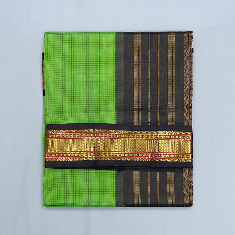 Hayagrivas Parrot Green Pure Silk Cotton Saree SSCBF55E2-1