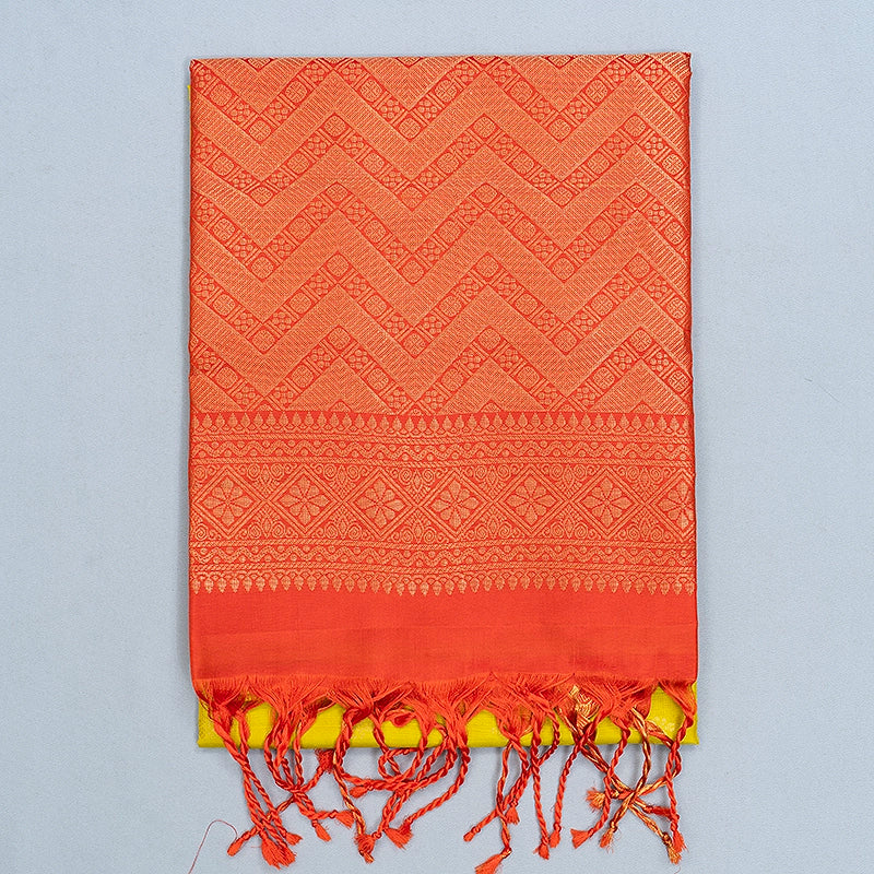 Hayagrivas Lemon Yellow Handloom Soft Silk Saree KBF705G3-5
