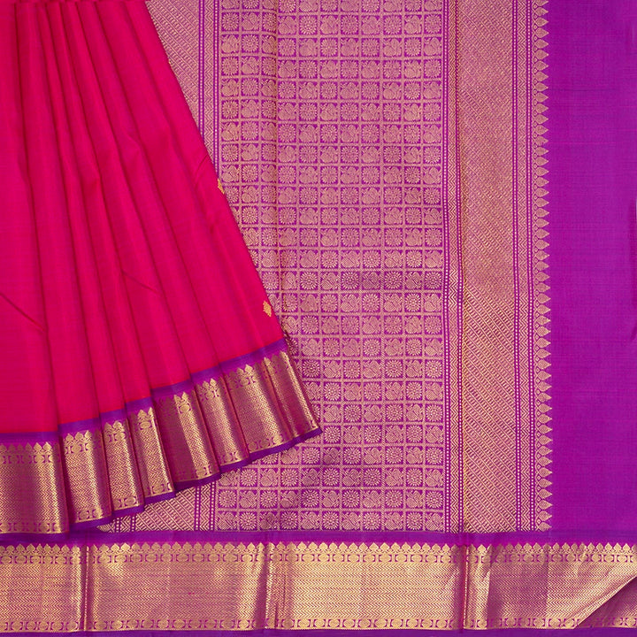 Hayagrivas Handloom Pink Kanjivaram Silk Saree with Purple Border KBE2312B9-1