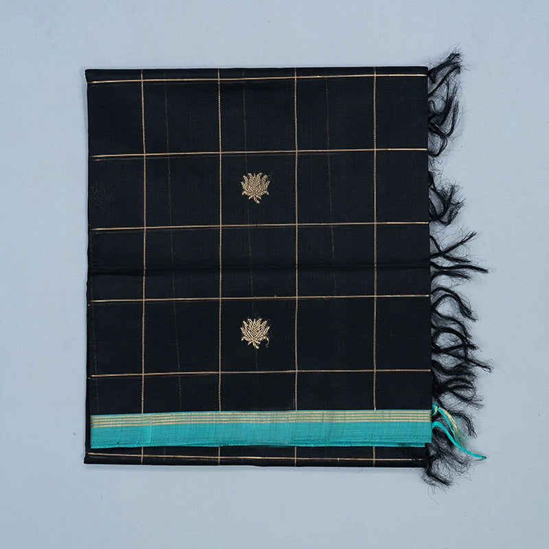 Hayagrivas Black Pure Silk Cotton Saree SSCBF44D1-7
