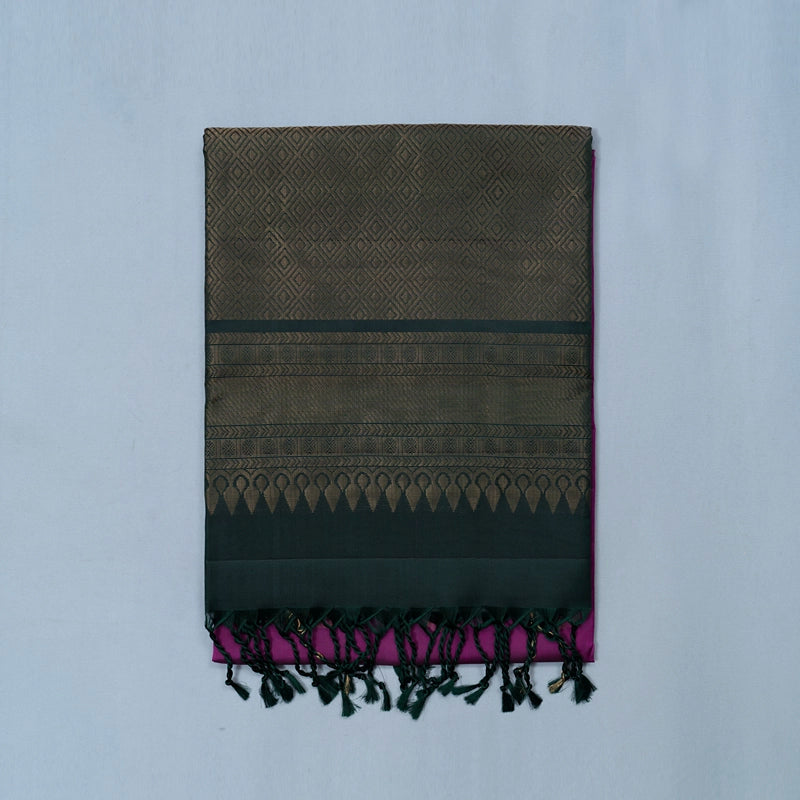 Hayagrivas Magenta-Pink Handloom Soft Silk Saree KBF233E1-2