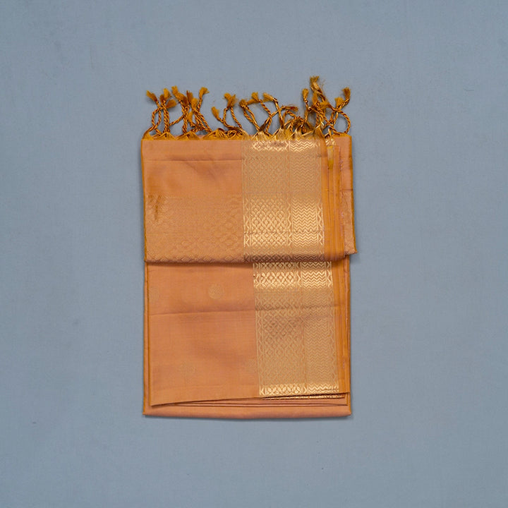 Hayagrivas Yellowish-Peach Handloom Soft Silk Saree KSBE85A45-1