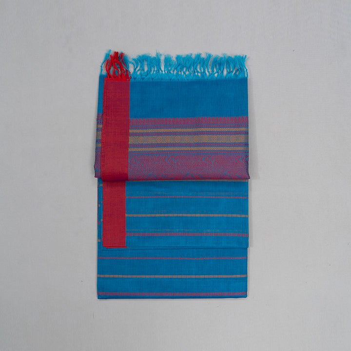 Hayagrivas Ananda Blue Handloom Kanchi Cotton Saree SSCBF103F1-6