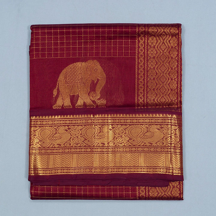 Hayagrivas Wine Maroon Pure Silk Cotton Saree SSCBF54E1-2