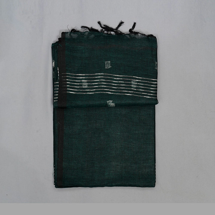 Hayagrivas Green Handloom Linen Saree KSBE147C9-1
