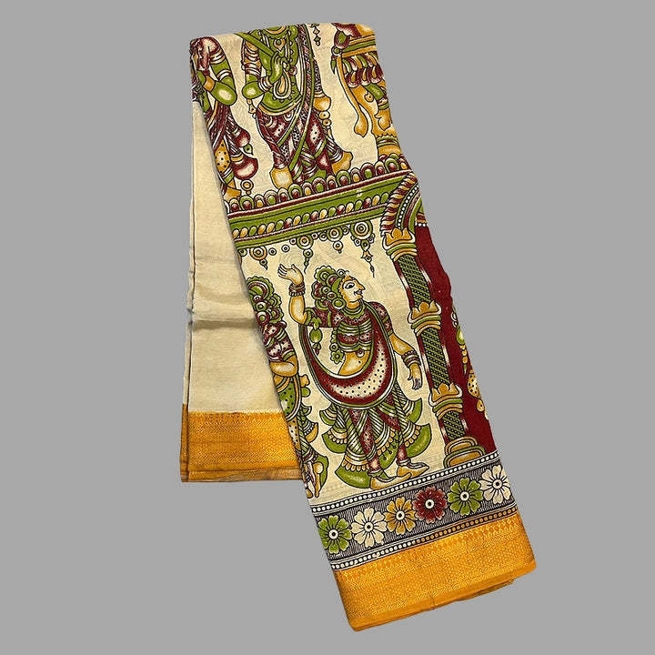 Hayagrivas Sandal Kalamkari Saree SSCBF73E3-2