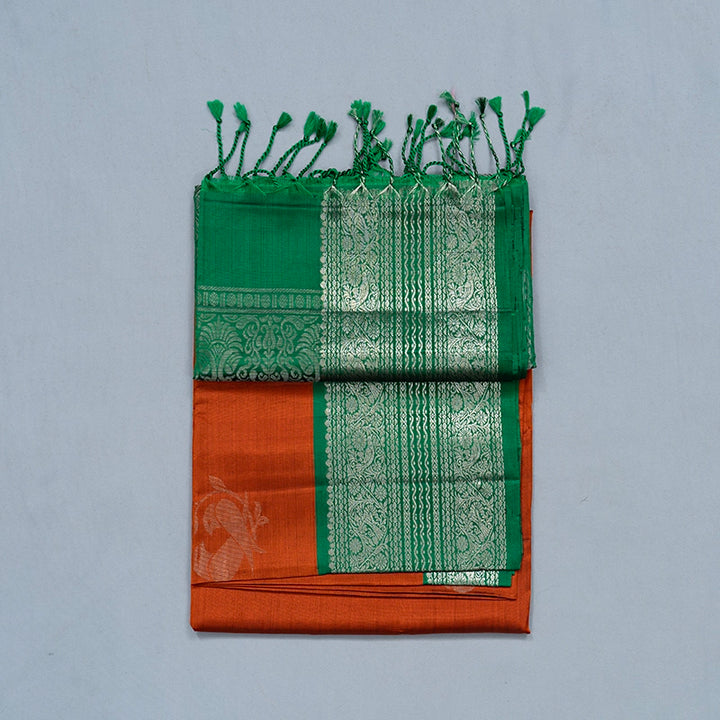 Hayagrivas Rust Orange Handloom Soft Silk Saree KBE1892L3-17