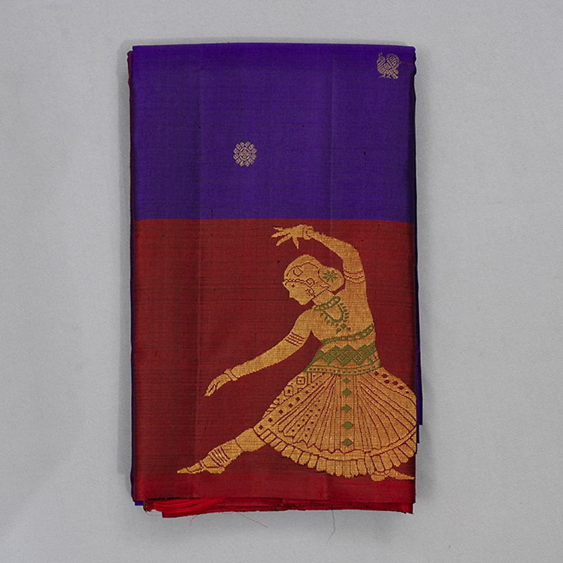 Hayagrivas Purplish-Blue Handloom Kanjivaram Silk Saree KBF103D2-2