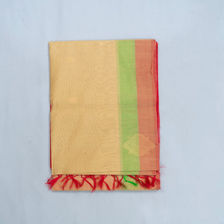 Hayagrivas Beige Kora Silk Cotton Saree KSBE92A9-1