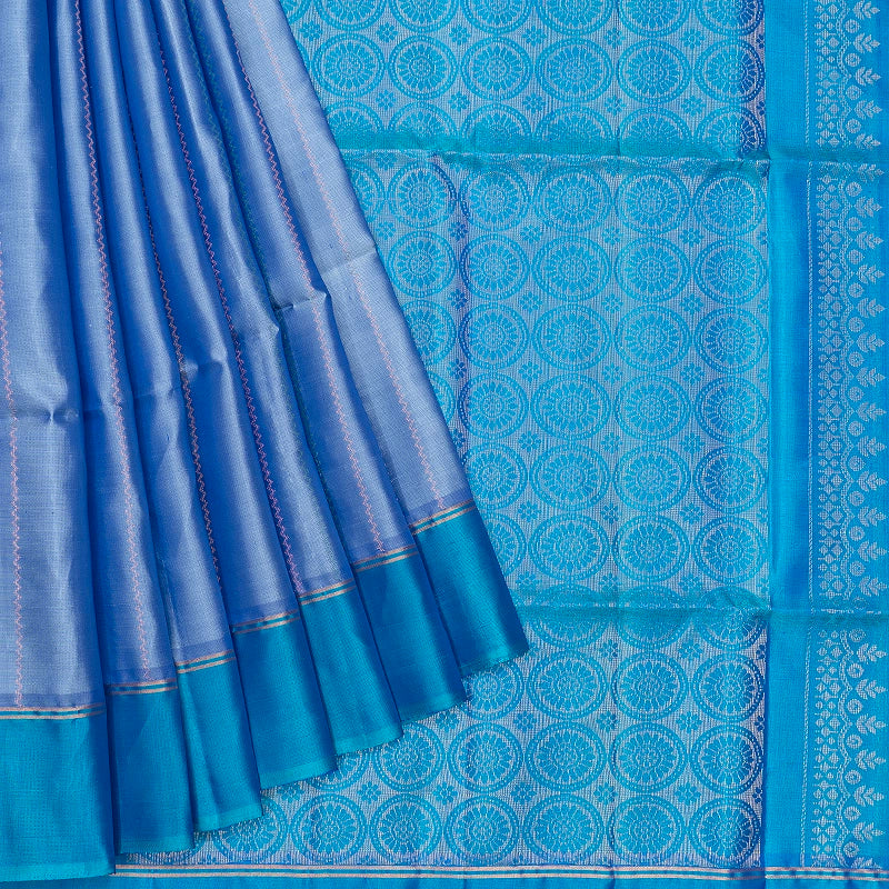 Hayagrivas Bluish Grey Handloom Soft Silk Saree KBF535G4-6