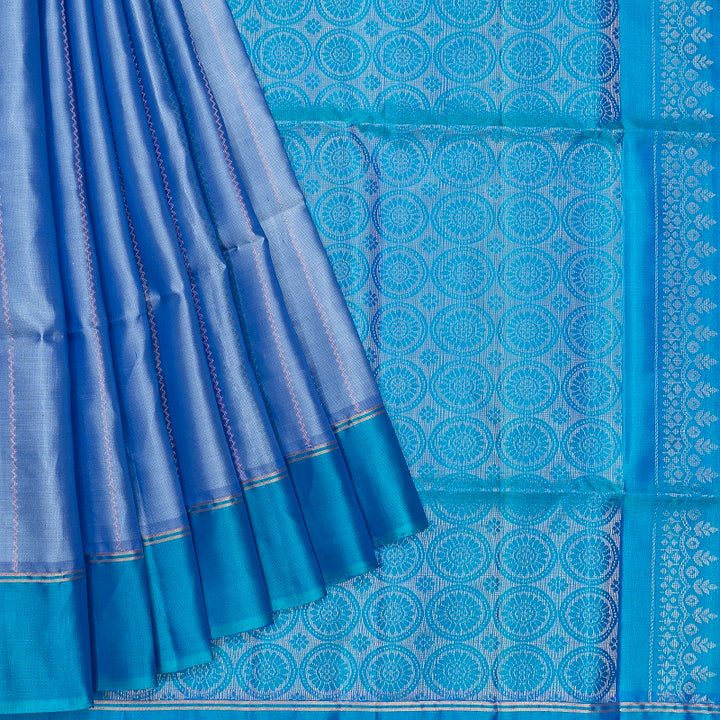 Hayagrivas Bluish Grey Handloom Soft Silk Saree KBF535G4-6