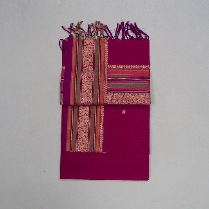 Hayagrivas Magenta-Pink Handloom Kanchi Cotton Saree SSCBF104F16-1