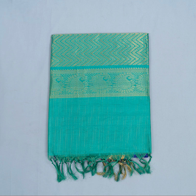 Hayagrivas Purplish-Blue Kora Silk Cotton Saree SSCBF14D6-25