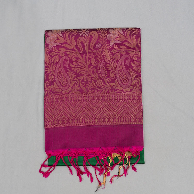Hayagrivas Dark Green Handloom Soft Silk Saree KBE1118I1-61