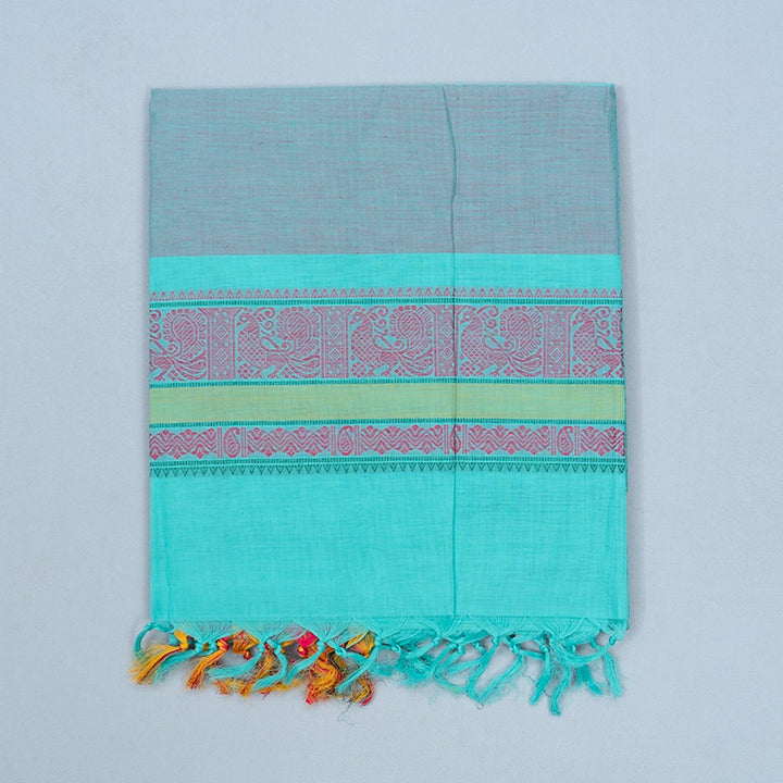 Hayagrivas Sea Blue Handloom Kanchi Cotton Saree SSCBF103F7-5