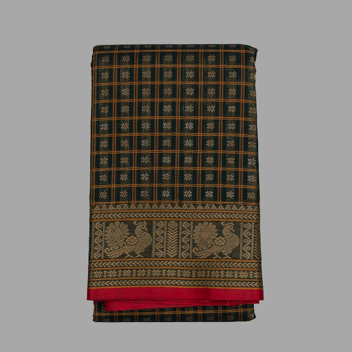 Hayagrivas Bottle Green Handloom Kanchi Cotton Saree SSCBF66E6-7