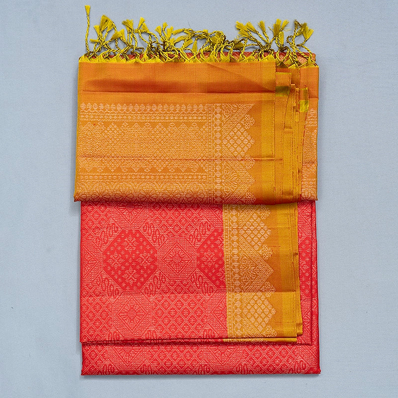 Hayagrivas Red Handloom Soft Silk Saree KBF534G10-1