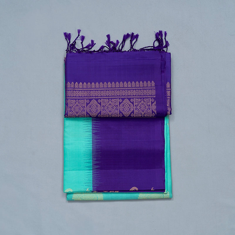 Hayagrivas Sea Green Handloom Soft Silk Saree KBF536G2-27