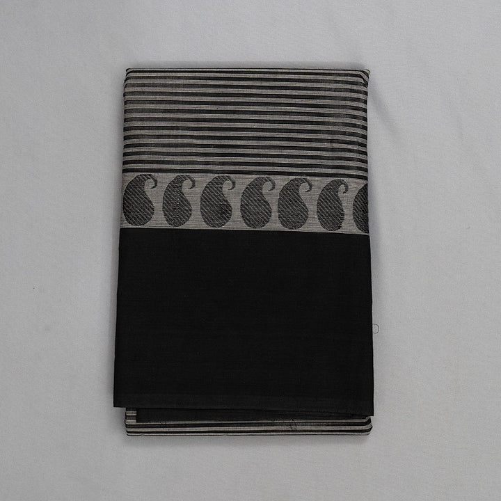 Hayagrivas Grey & Black Stripes Handloom Chettinad Cotton Saree KSBE2H1-18
