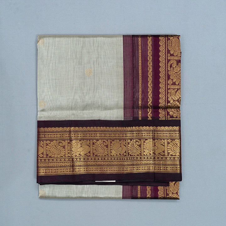 Hayagrivas Sliver Grey Pure Silk Cotton Saree SSCBF56E12-5