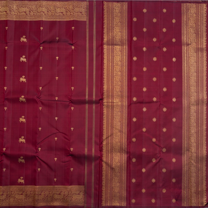Hayagrivas Handloom Wine Maroon Kanjivaram Silk Saree KBF496F2-1