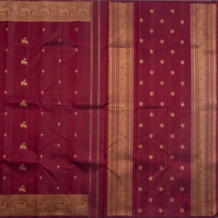 Hayagrivas Handloom Wine Maroon Kanjivaram Silk Saree KBF496F2-1
