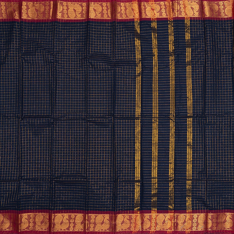 Hayagrivas Navy Blue Handloom Chettinad Cotton Saree SSCBF134H2-37
