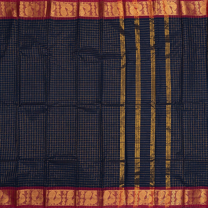 Hayagrivas Navy Blue Handloom Chettinad Cotton Saree SSCBF134H2-37