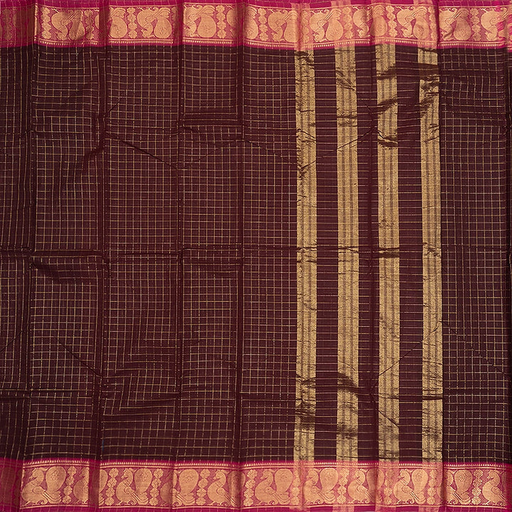 Hayagrivas Coffee Brown Handloom Chettinad Cotton Saree SSCBF134H2-53