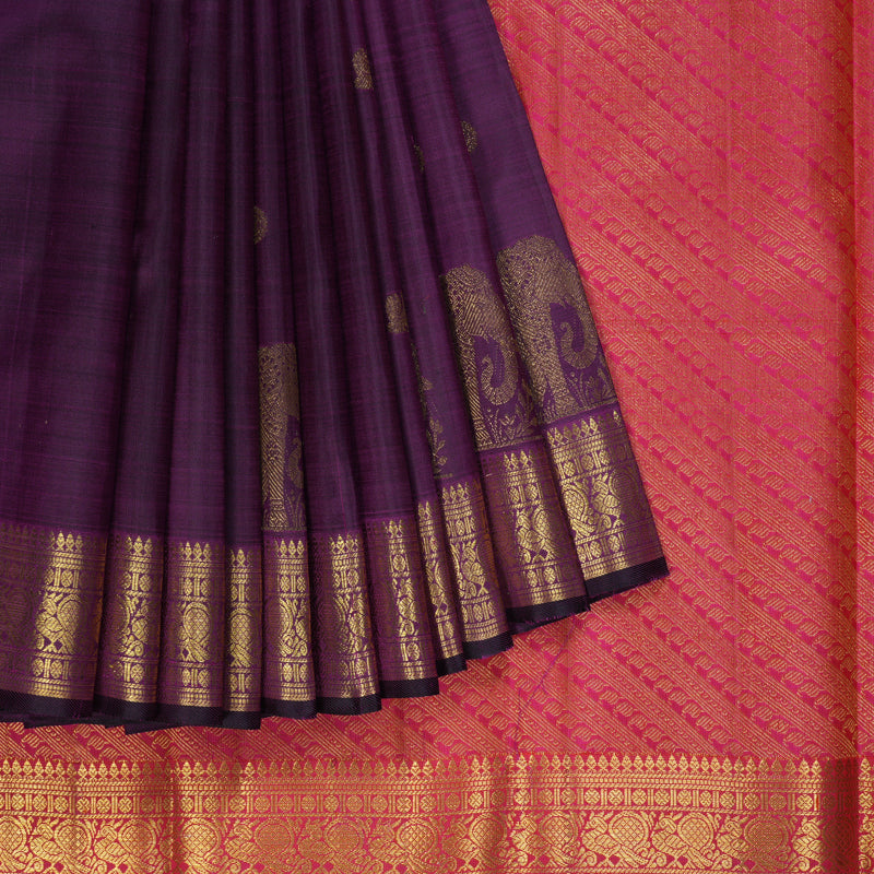 Hayagrivas Handloom Purple Kanjivaram Silk Saree KBF331E1-3