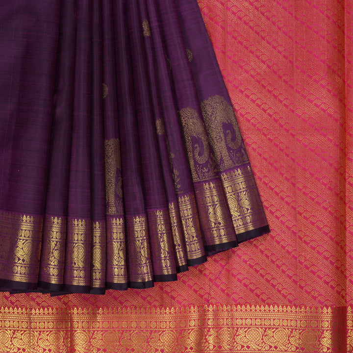 Hayagrivas Handloom Purple Kanjivaram Silk Saree KBF331E1-3