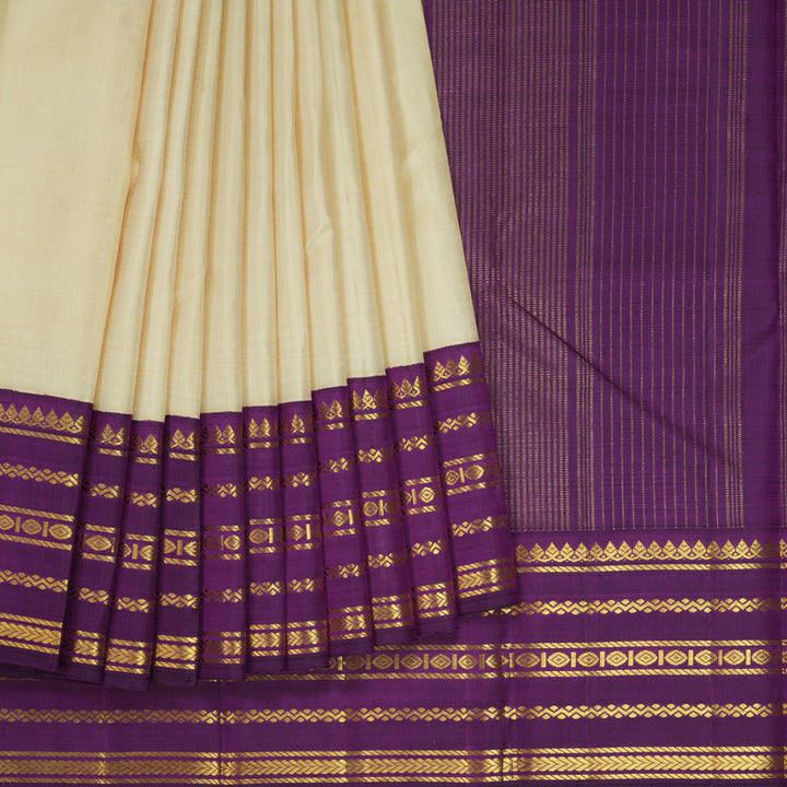 Hayagrivas Handloom Sandal Kanjivaram Silk Saree with Purple Border KBF15D4-1