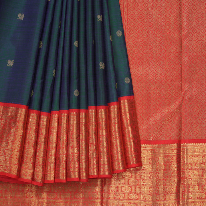 Hayagrivas Handloom Mayilkazhuthu Kanjivaram Silk Saree with Red Border BF6-SBS  KBFL6D1-1
