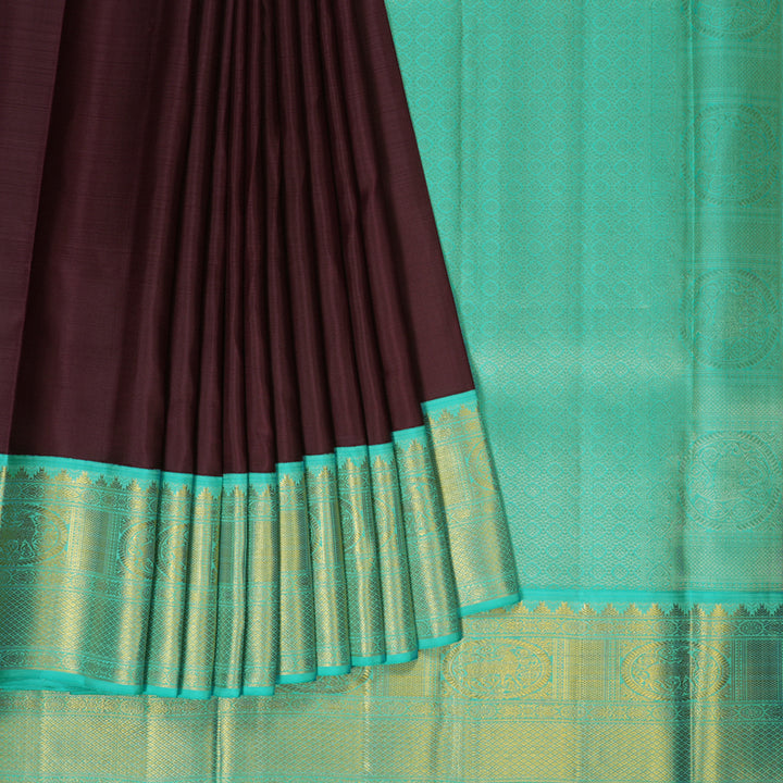 Hayagrivas Handloom Nagapazham Kanjivaram Silk Saree with Sky Blue Border KBF5D2-3