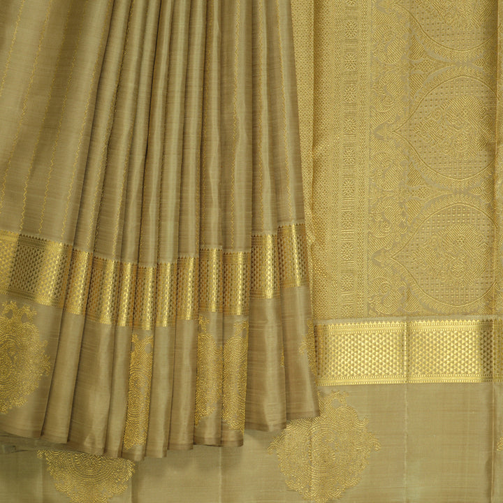 Hayagrivas Handloom Khaki Brown Kanjivaram Silk Saree KBE2523C47-1
