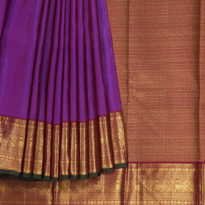 Hayagrivas Handloom Purple Kanjivaram Silk Saree with Maroon Border KBE1449J2-1