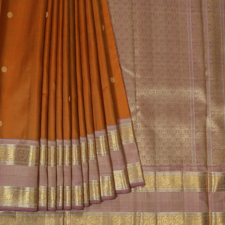 Hayagrivas Handloom Orange Kanjivaram Silk Saree with Dual Toned Border BE779-SBS  KBEL779C1-1
