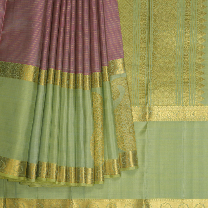 Hayagrivas Handloom Lotus Pink Kanjivaram Silk Saree with Pista Green Border KBE2293B6-2