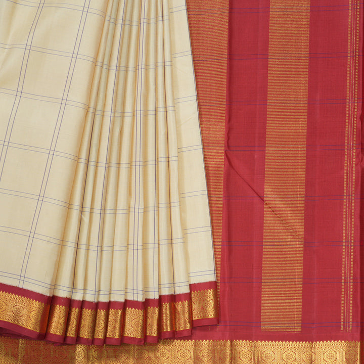 Hayagrivas Handloom Sandal Kanjivaram Silk Saree with Maroon Border KBE2446C7-1