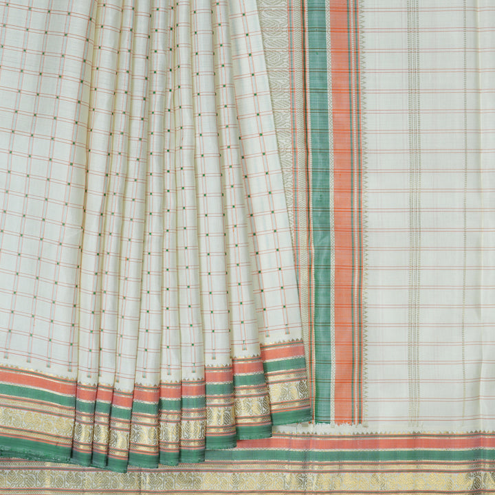 Hayagrivas Handloom Half White Kanjivaram Silk Saree BE525-SBS  KBEL525C1-1