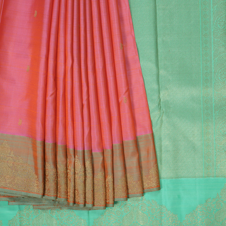 Hayagrivas Handloom Pink Kanjivaram Silk Saree with Sea Green Border BE675-SBS  KBEL675C1-1