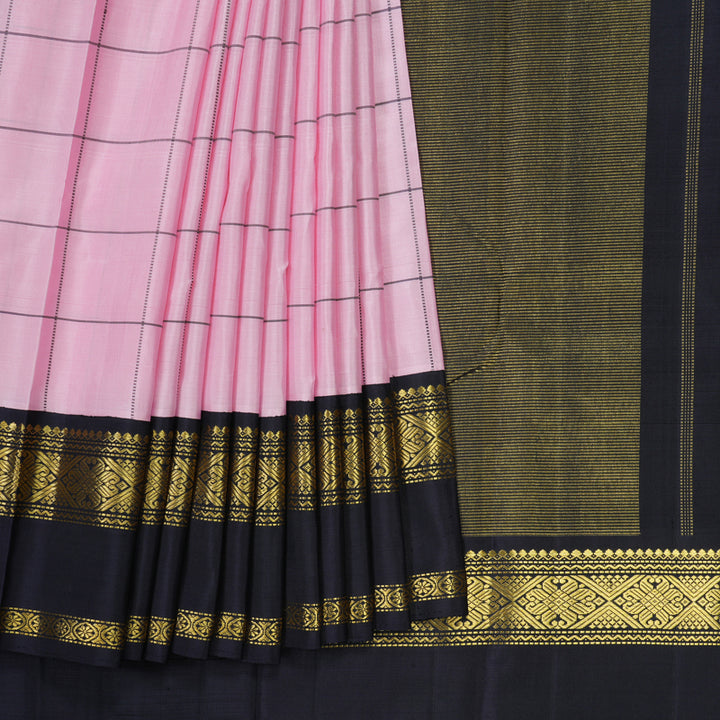 Hayagrivas Handloom Baby Pink Kanjivaram Silk Saree with Deep Nagapazham Border KBE2533C4-2