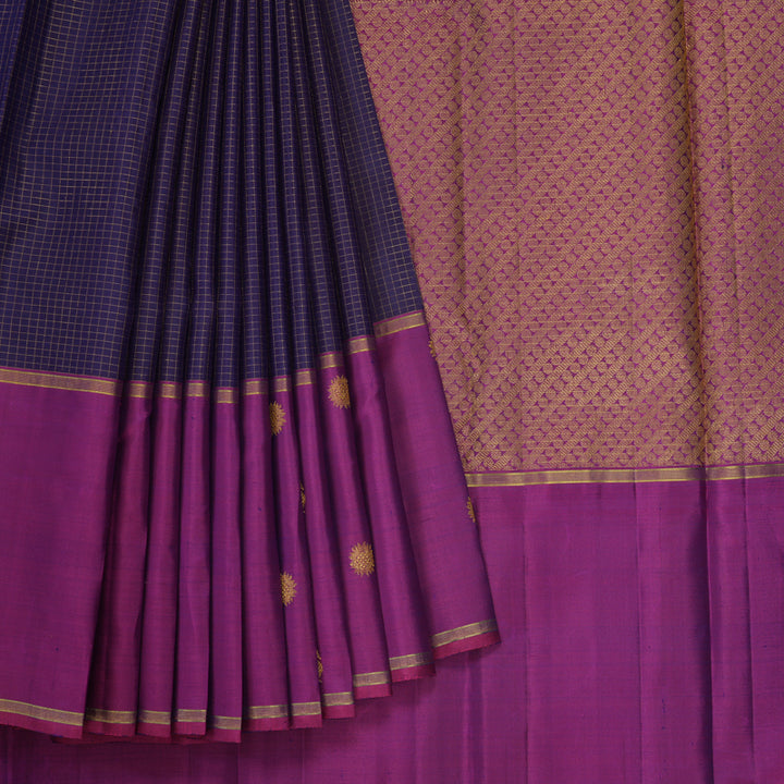 Hayagrivas Handloom Deep Violet Kanjivaram Silk Saree with Purple Border KBE2493C7-2