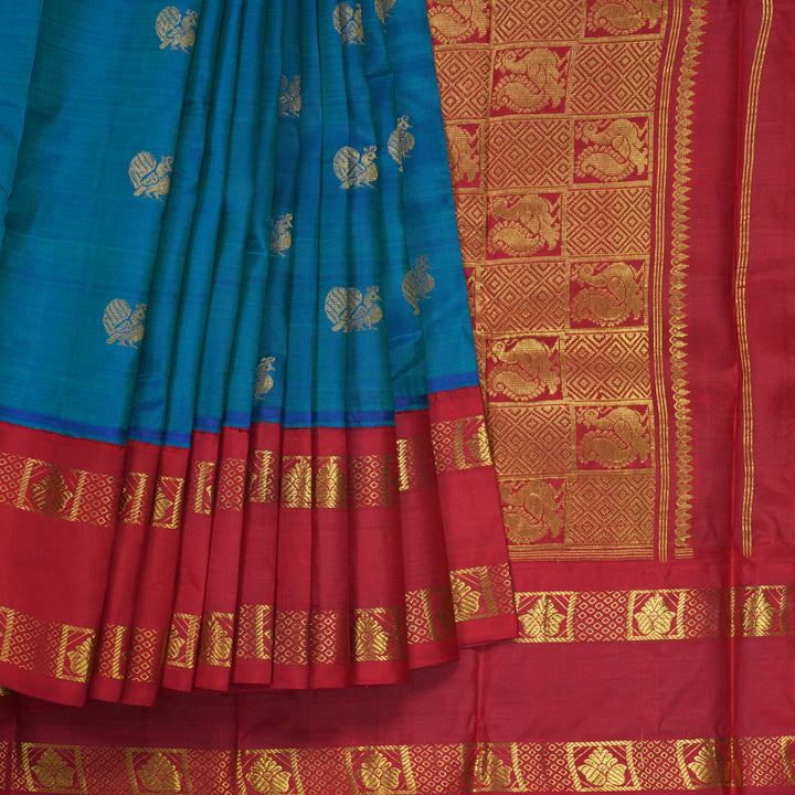 Hayagrivas Mayilkazhuthu Pure One-sided border Kanjivaram Silk Saree KBE1871L7-3