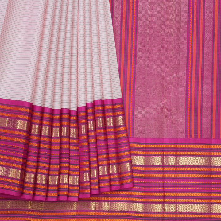 Hayagrivas Handloom Baby Pink Kanjivaram Silk Saree with Rani Pink Border KBF343E14-1