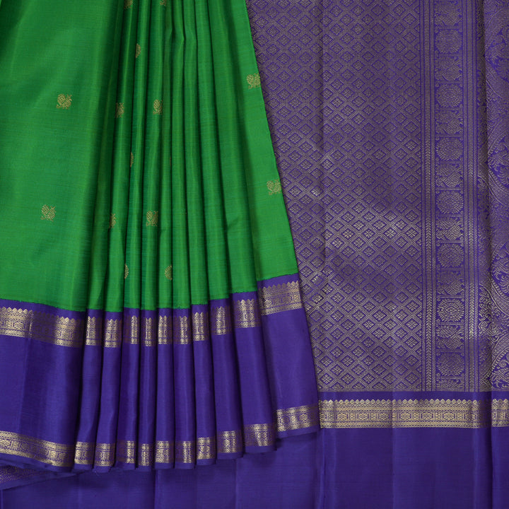 Hayagrivas Handloom Meenakshi Pachai Kanjivaram Silk Saree with Purple Border BE755-SBS  KBEL755C1-11